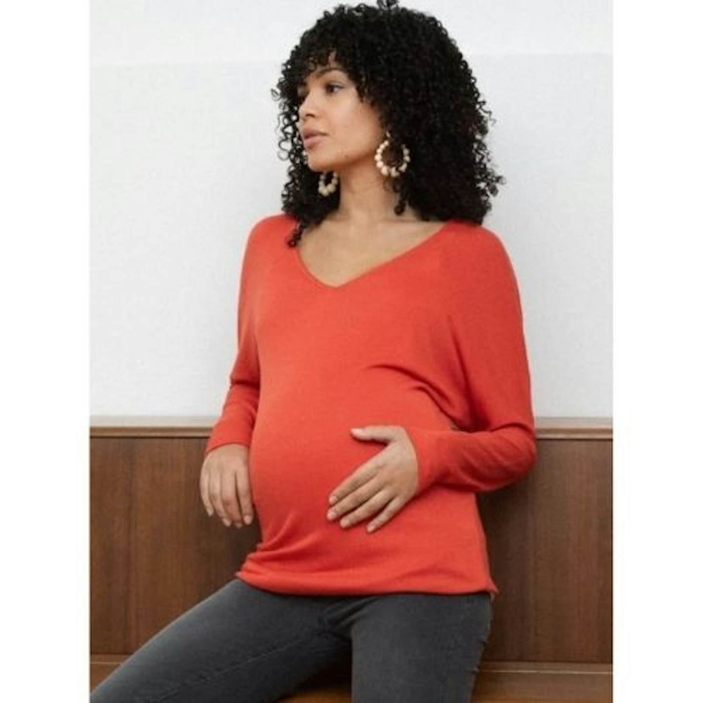 Angelica light maternity jumper in coral