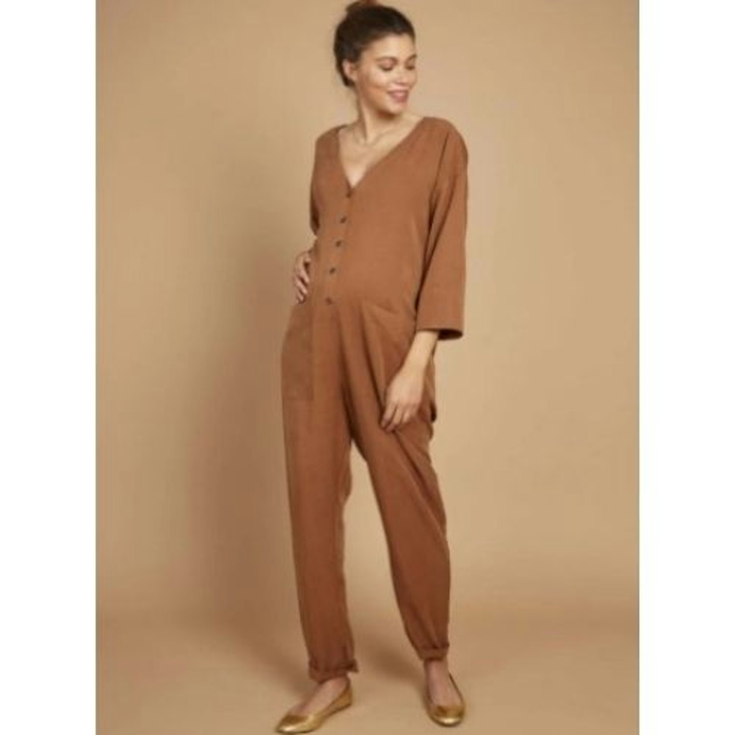 Betty boilersuit in caramel Tencel twill