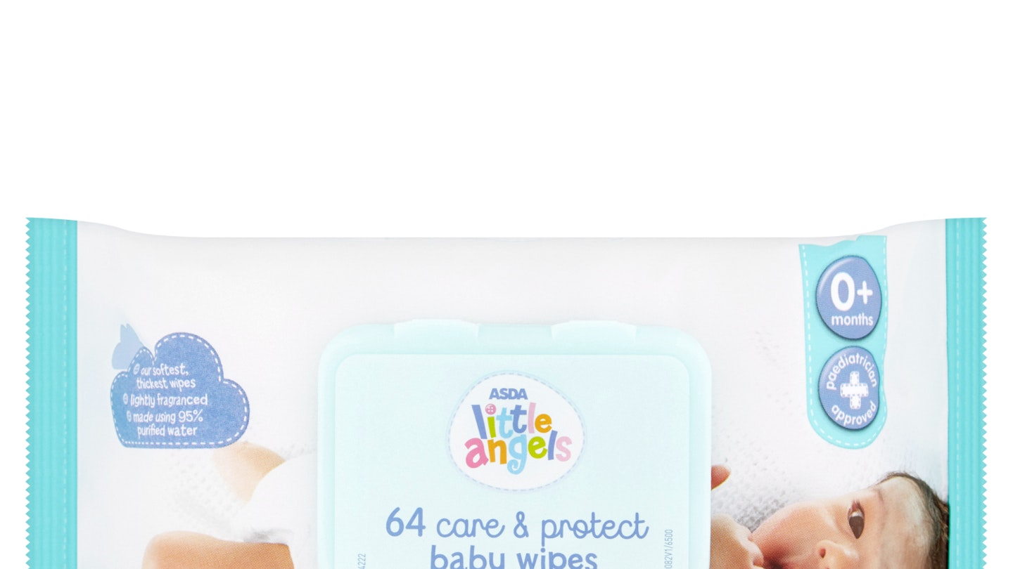 Asda Little Angels 64 Care & Protect Baby Wipes
