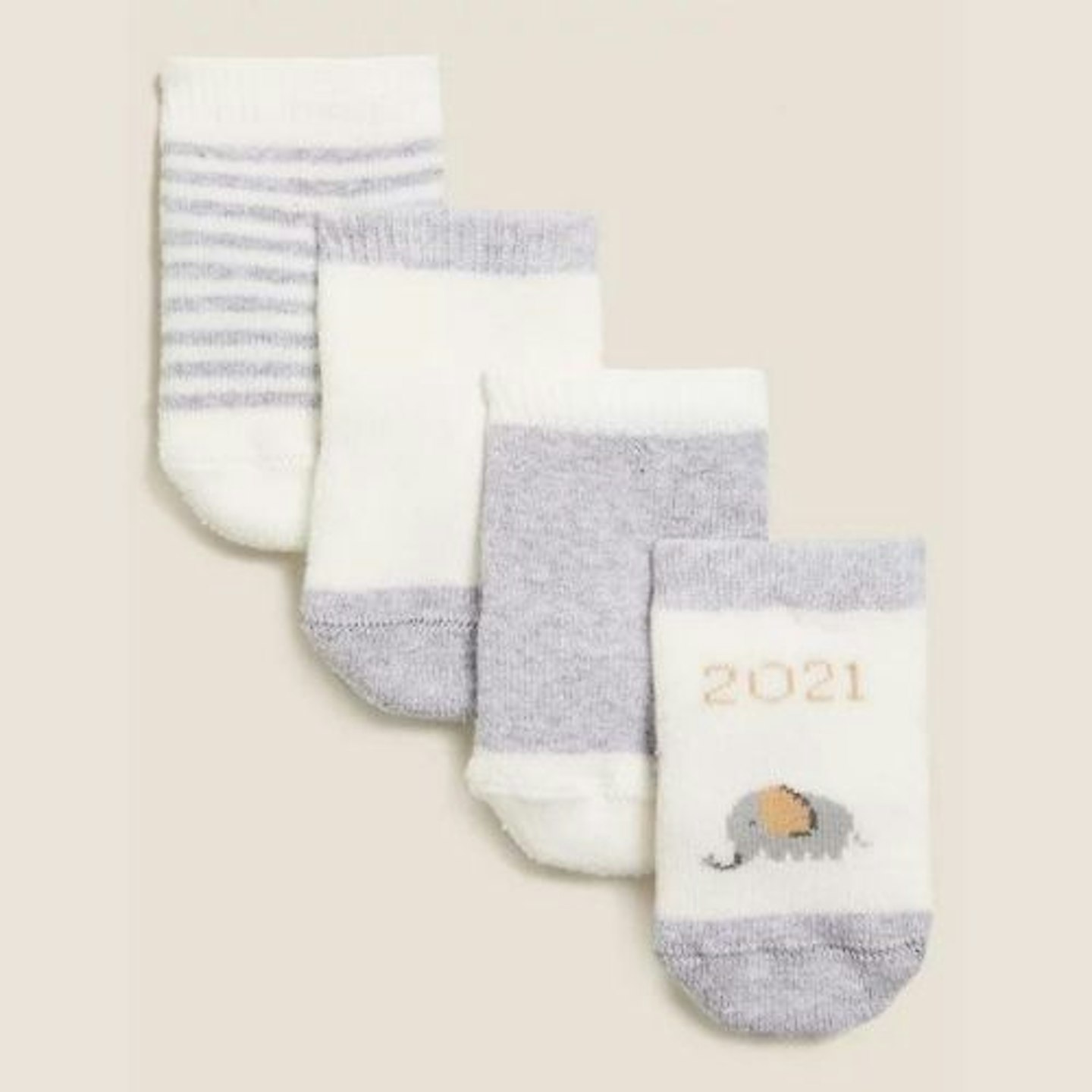 4pk Cotton Born in 2021 Terry Socks