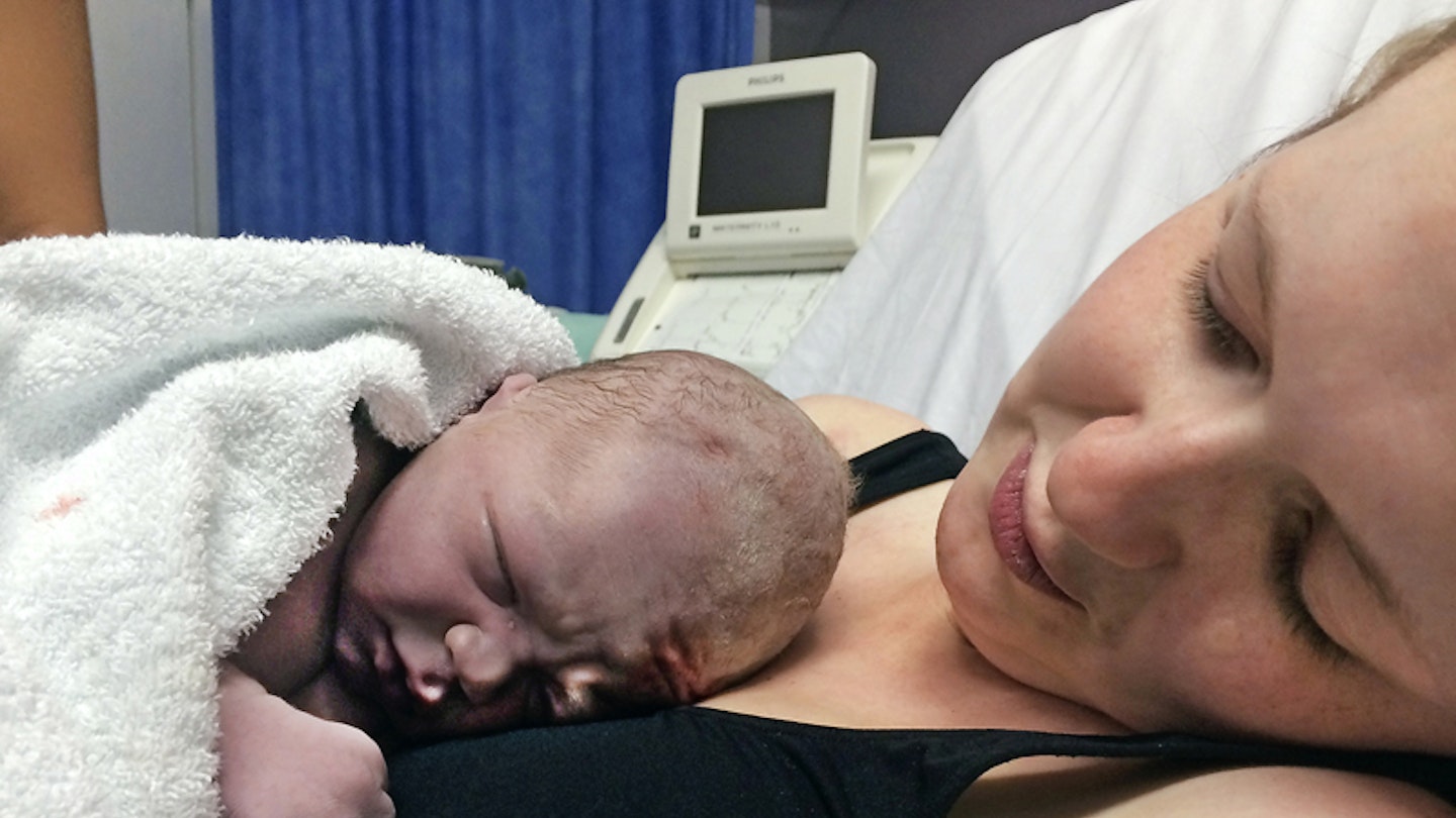 Charlotte and her newborn