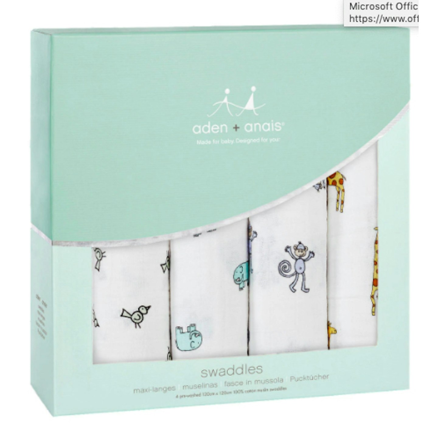 aden + anais Jungle Jam Baby Swaddle Blanket, Pack of 4 - Baby shower gift