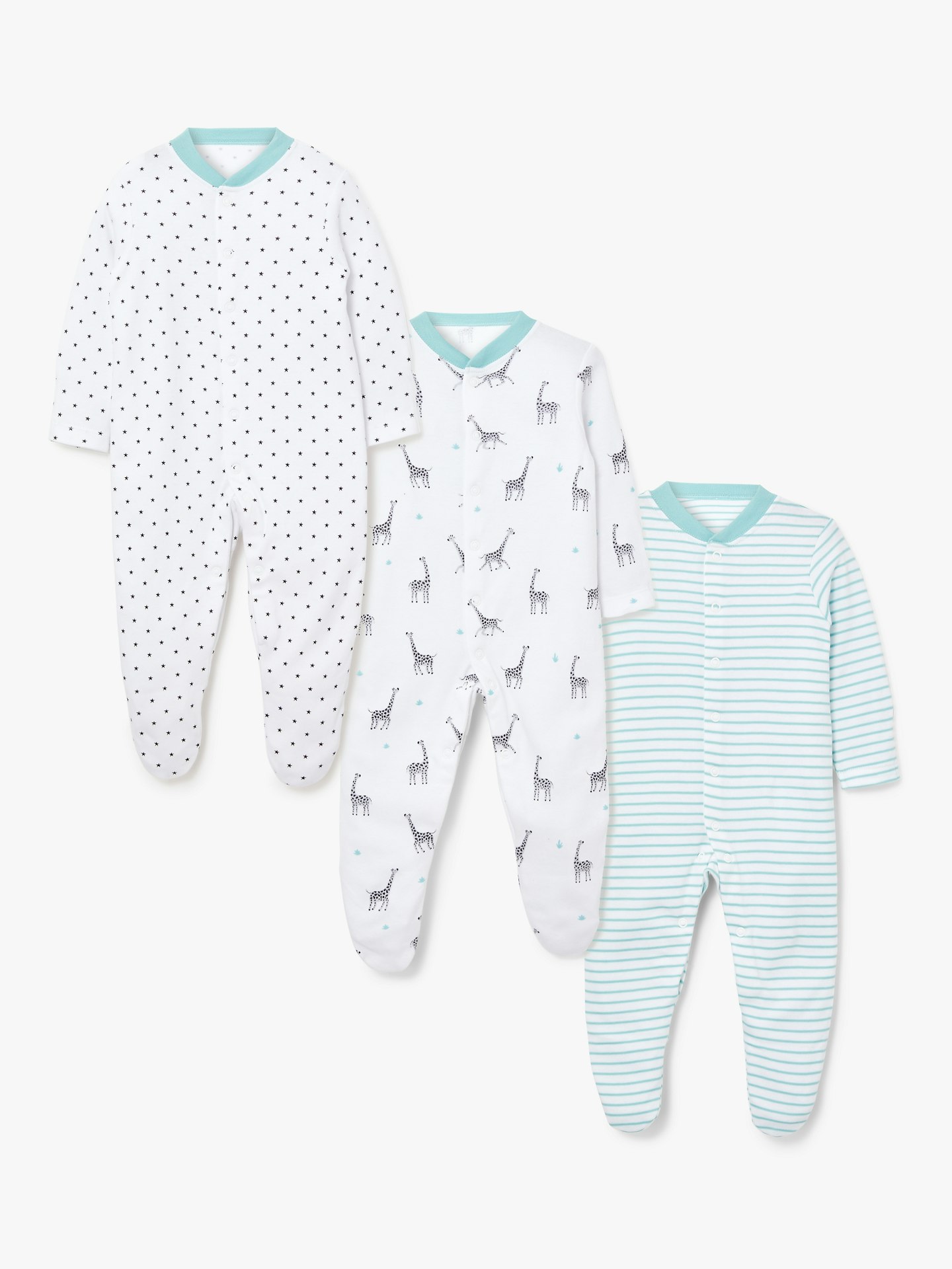 ANYDAY John Lewis u0026amp; Partners Baby GOTS Organic Cotton Giraffe Sleepsuit