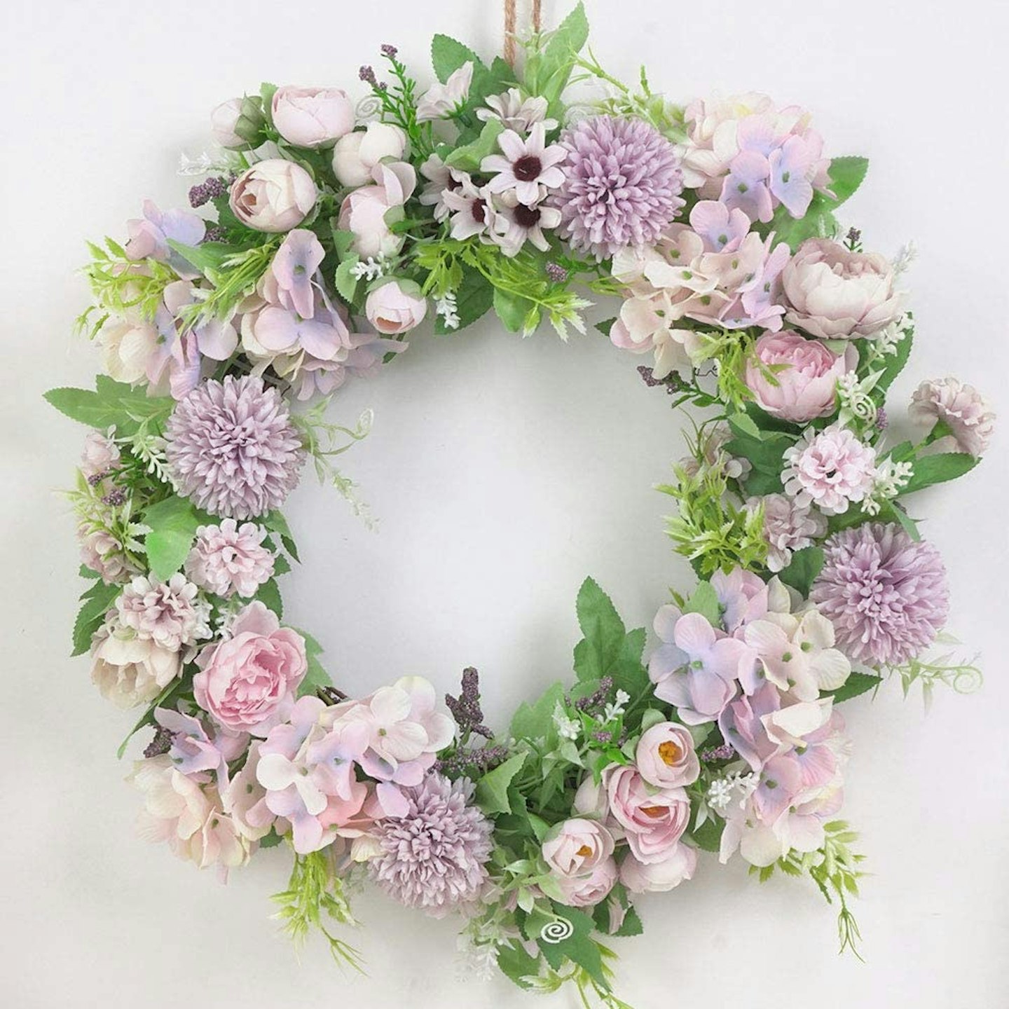 Artificial Purple Hydrangea and Peony Floral Spring Wreath