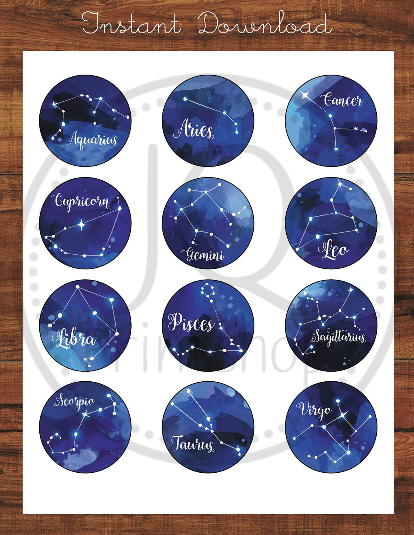 Printable Zodiac Sign Cake Toppers