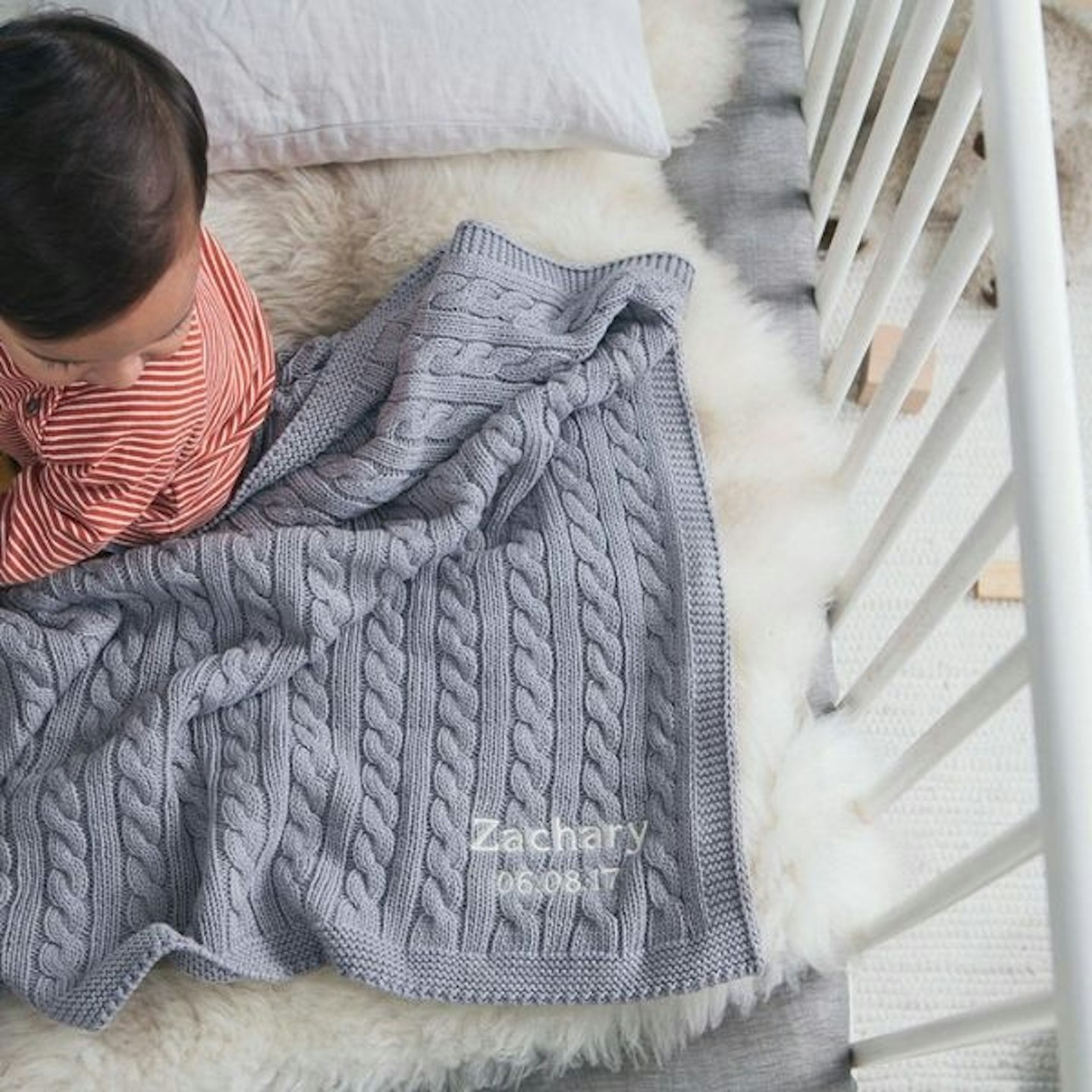 Baby Boys Hound Grey Cable Blanket