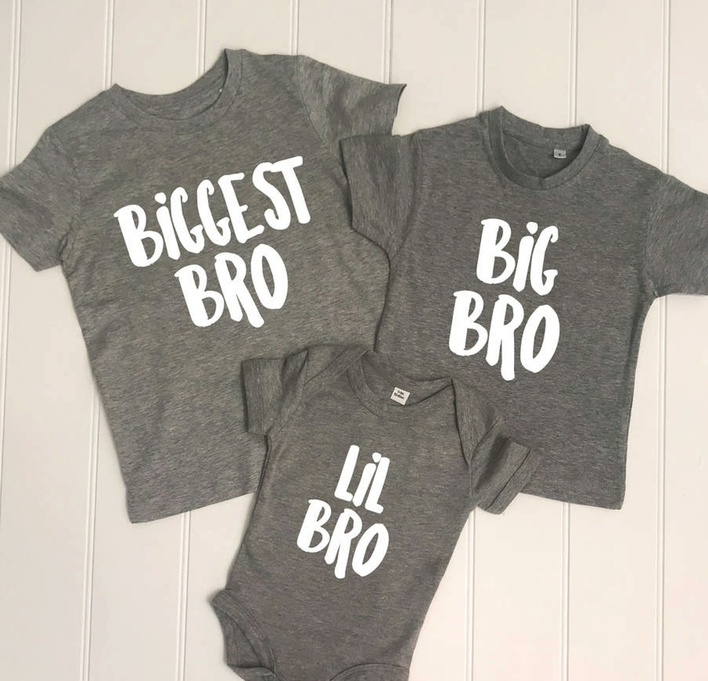 Biggest Bro/Sis, Big Bro/Sis, and Lil Bro/Sis Sibling T-shirts, on sale for u00a327.30 for the set 