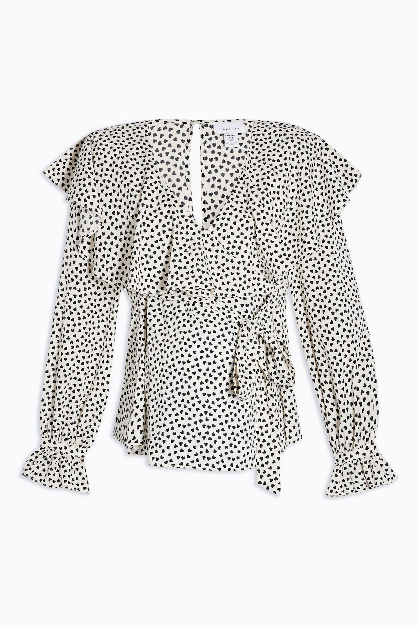 Black and white heart long sleeve blouse