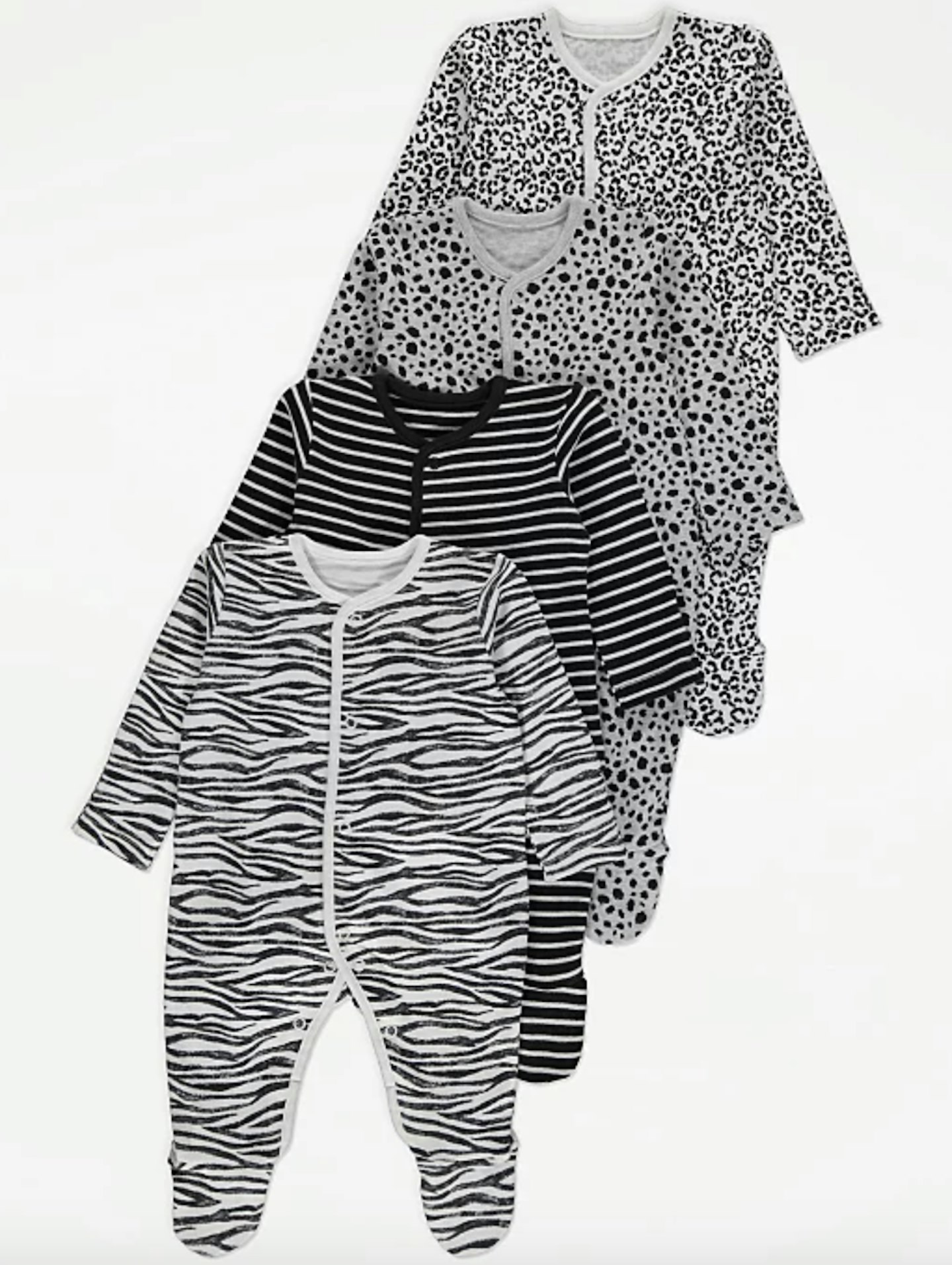 Black Animal Print Sleepsuits 4 Pack