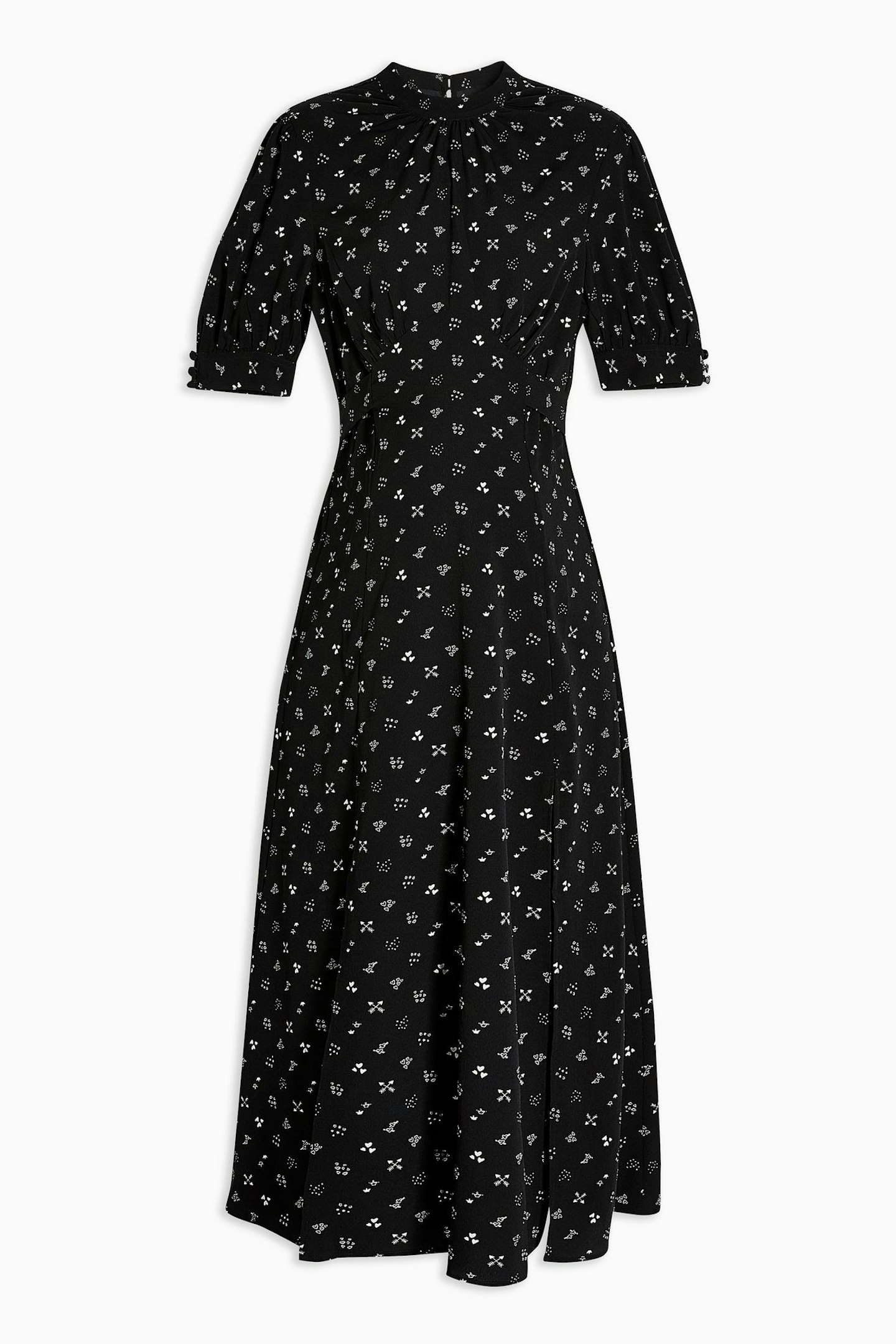 Black printed midi dress