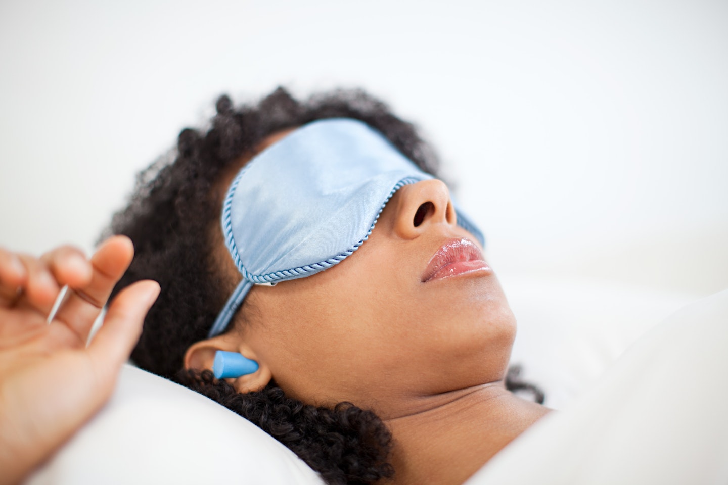 woman with sleep mask on
