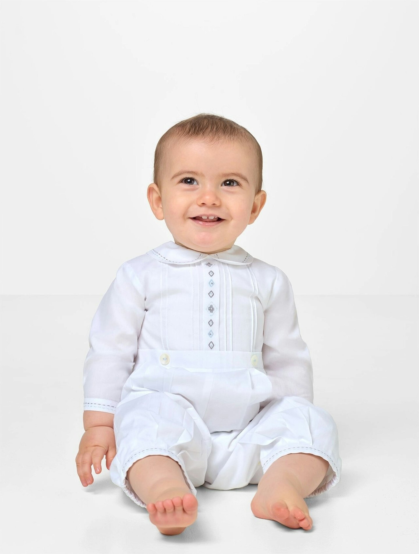 Baby boys white and blue romper