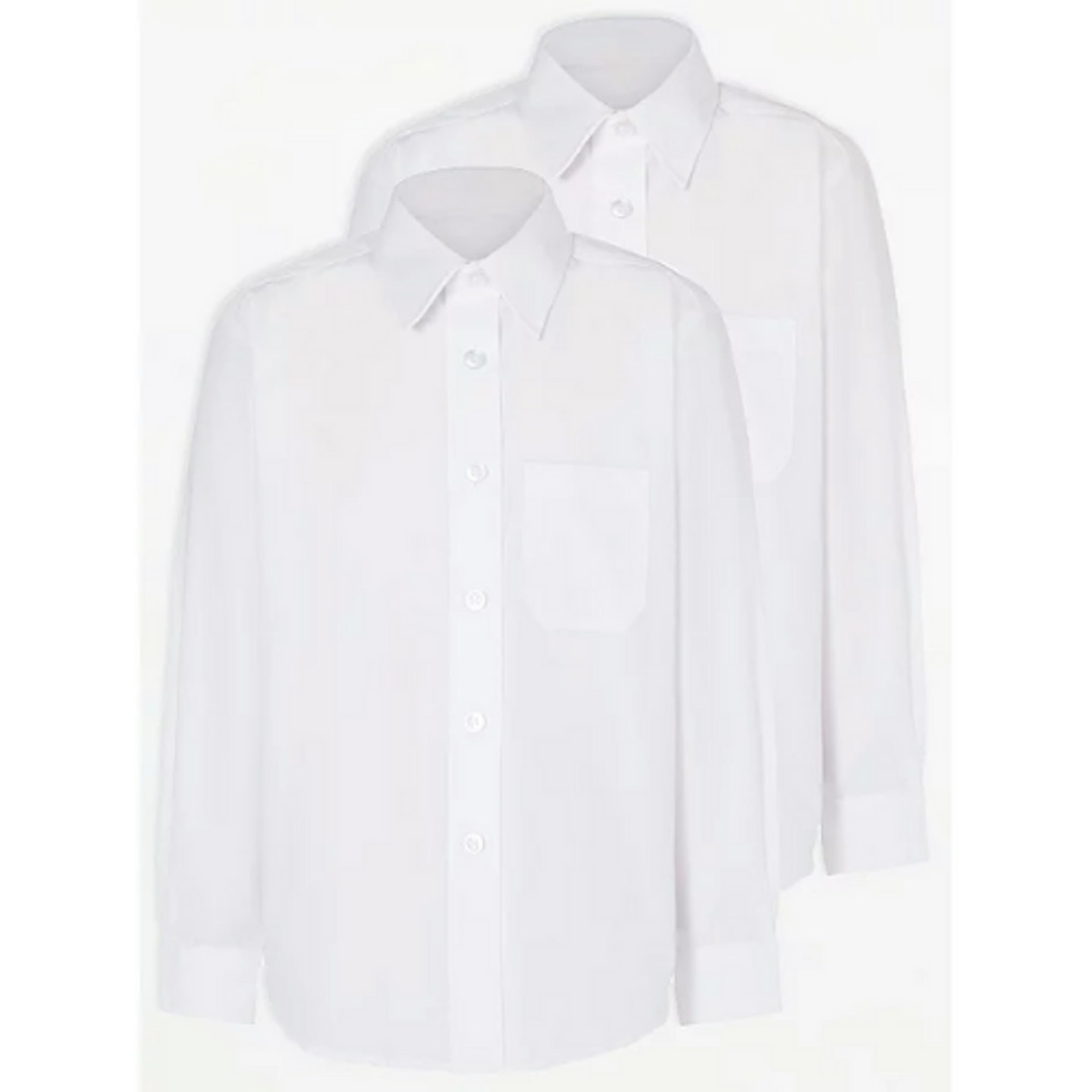 Boys White Long Sleeve Easy On (2 Pack)