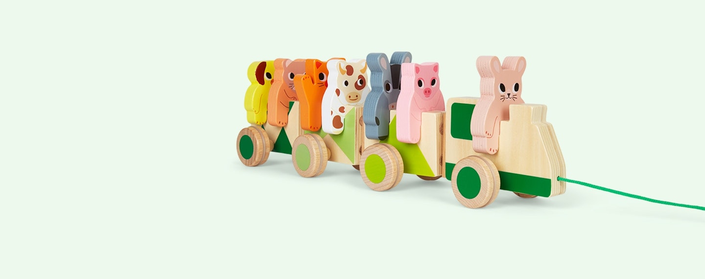 Djeco Pull Along Train With Farm Animals