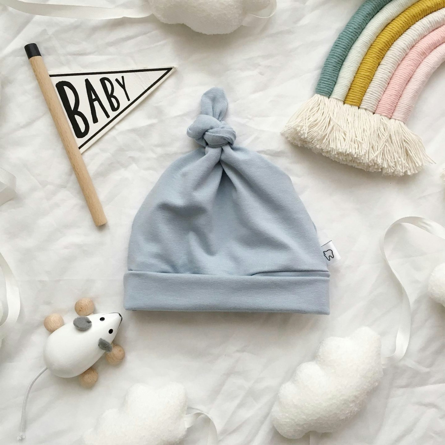 Dusty blue baby knot hat