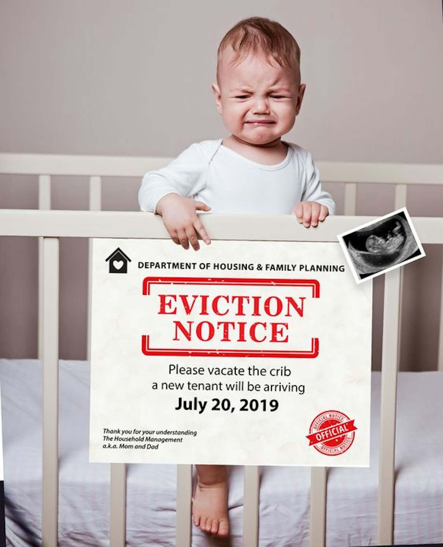 eviction notice pregnancy announcement 
