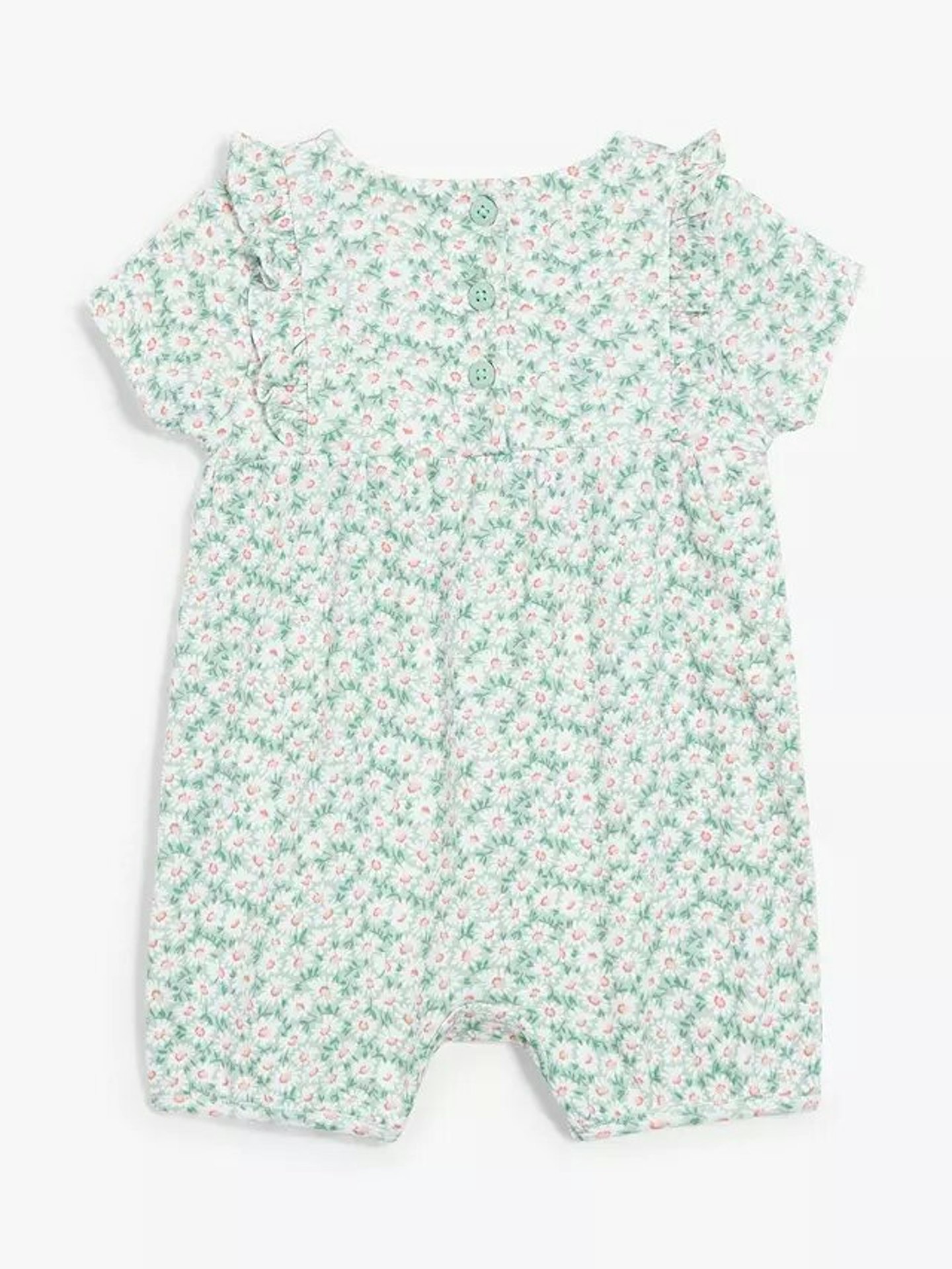 Organic cotton floral ruffle short romper