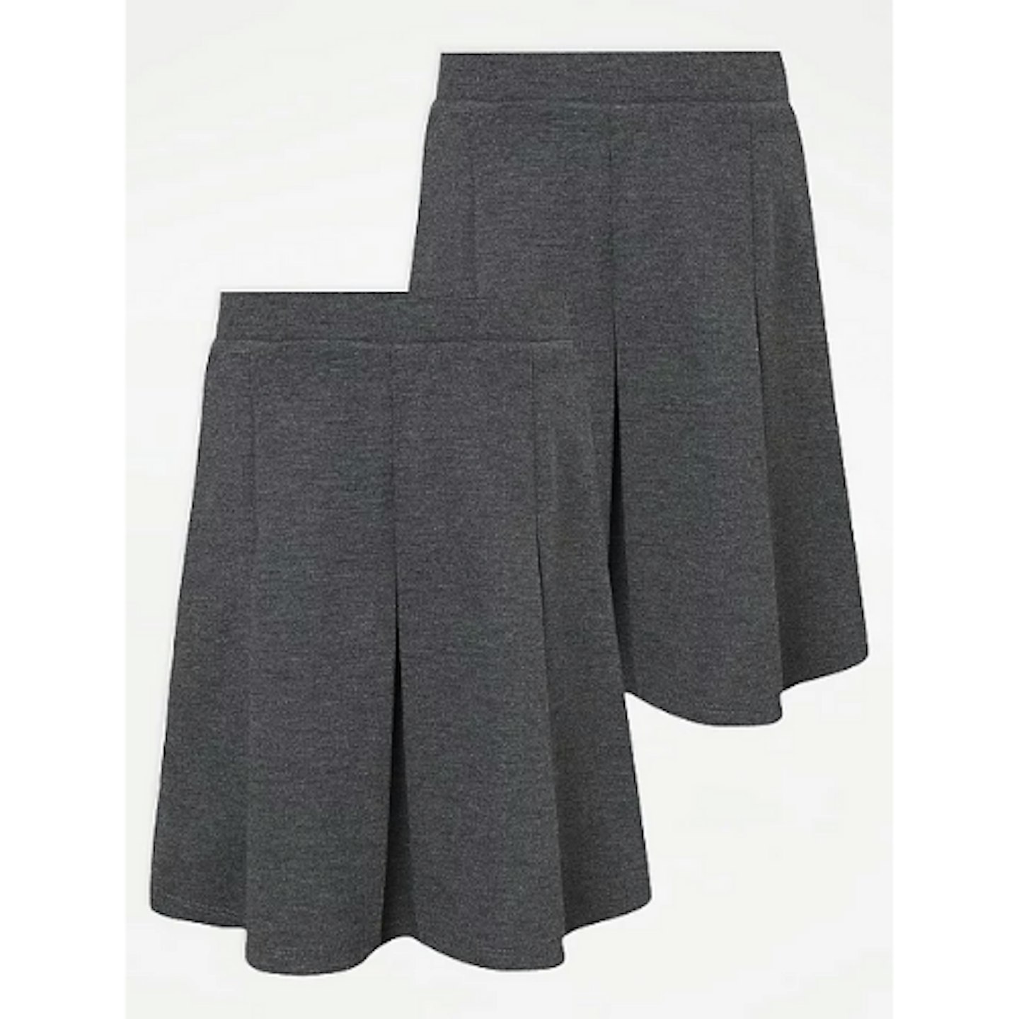 Girls Grey Box Pleat Easy On Skirt (2 Pack)