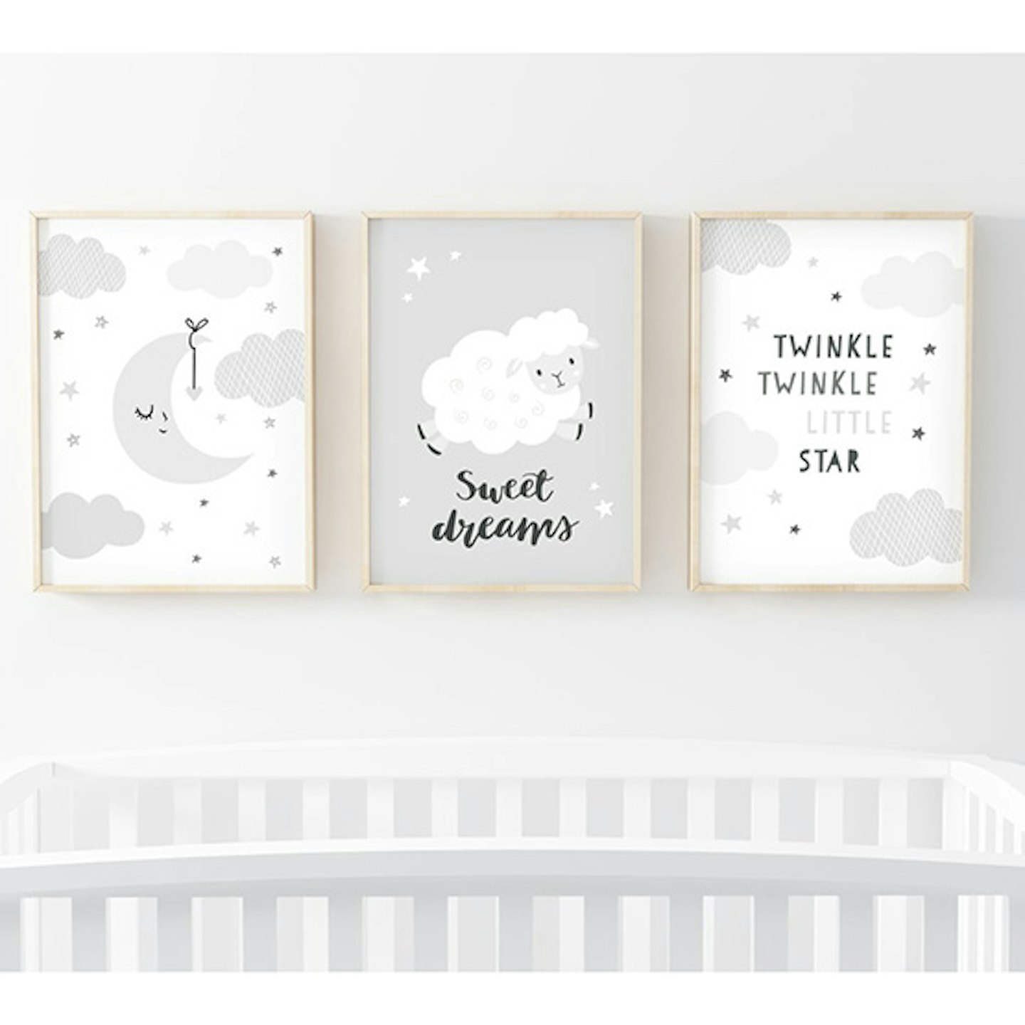 Set of 3 Grey Nursery Prints