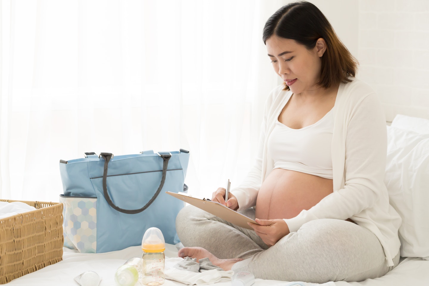 Woman packing hospital bag