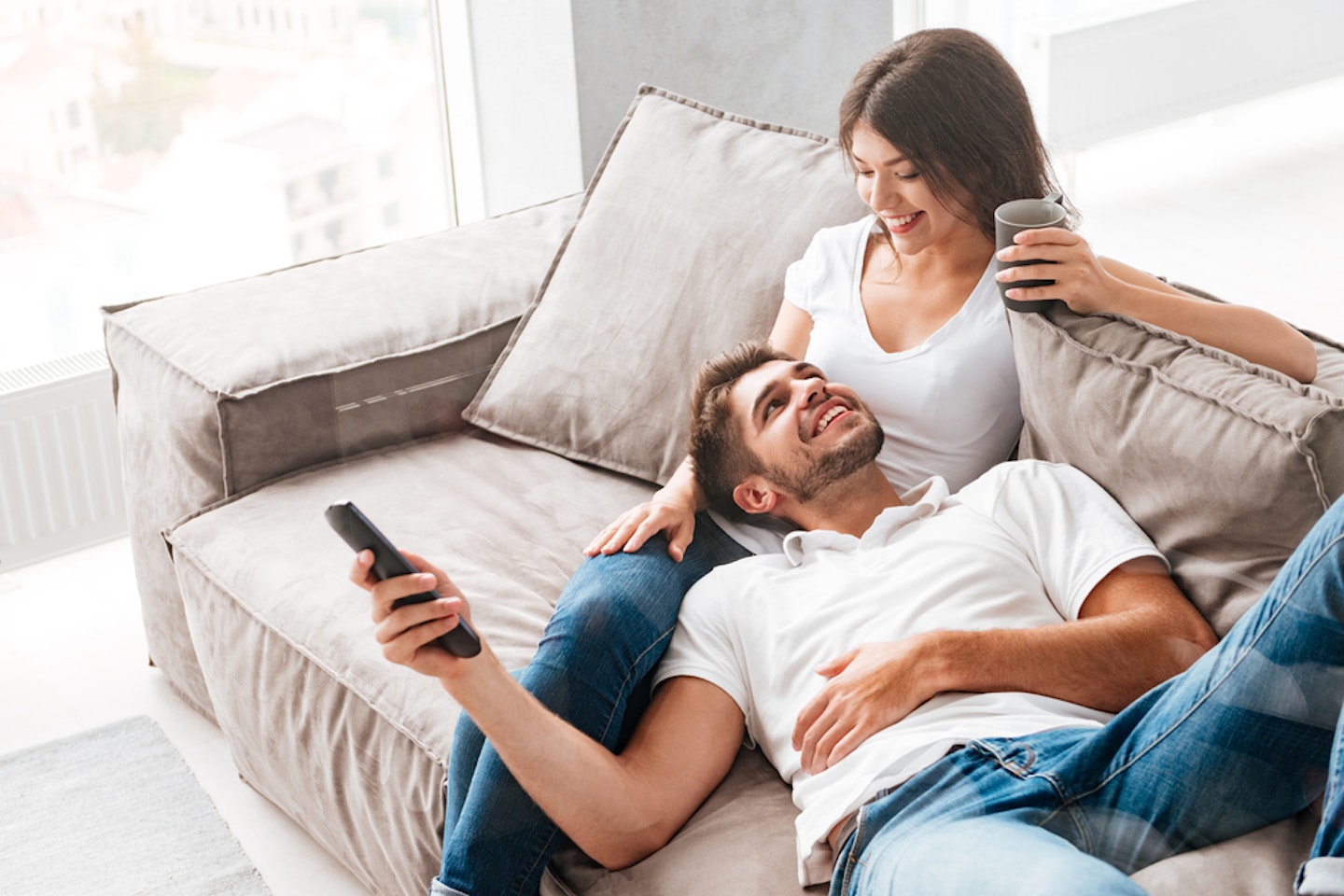 Couple on the sofa together