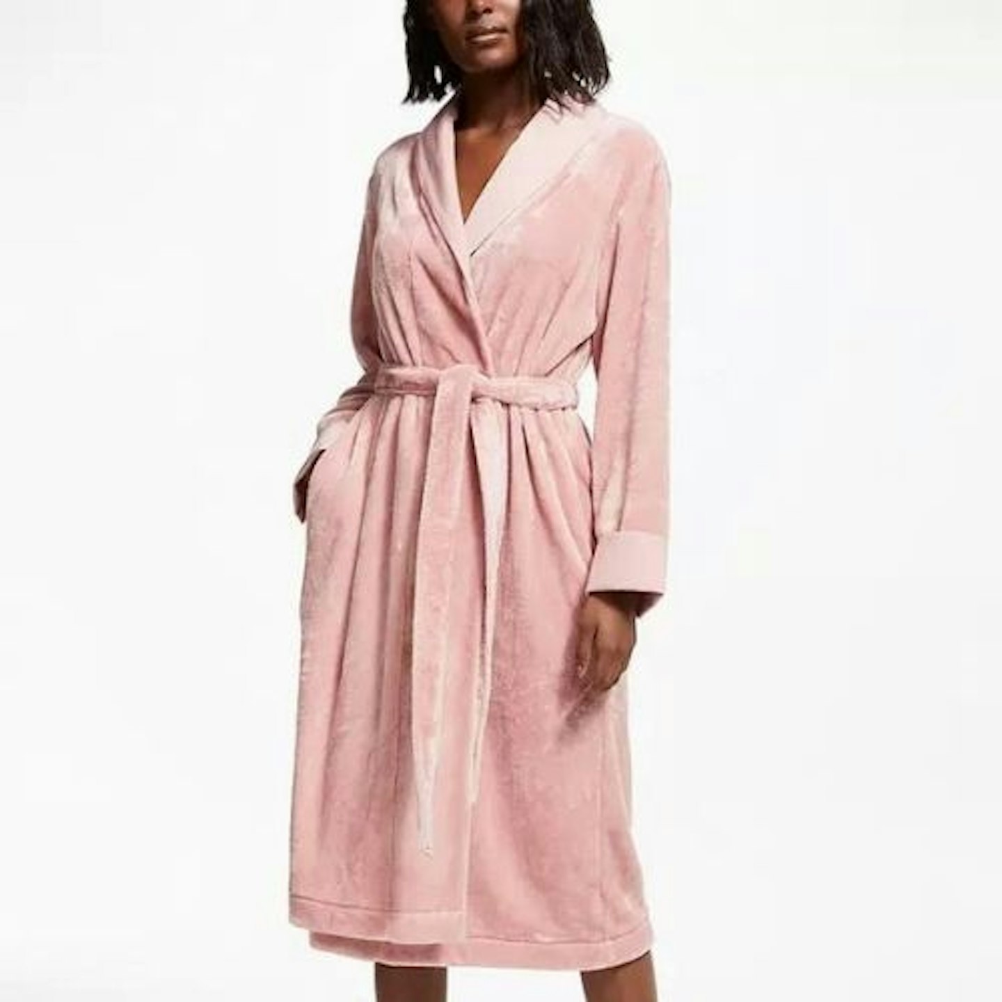 John Lewis & Partners Fleece Satin Trim Dressing Gown