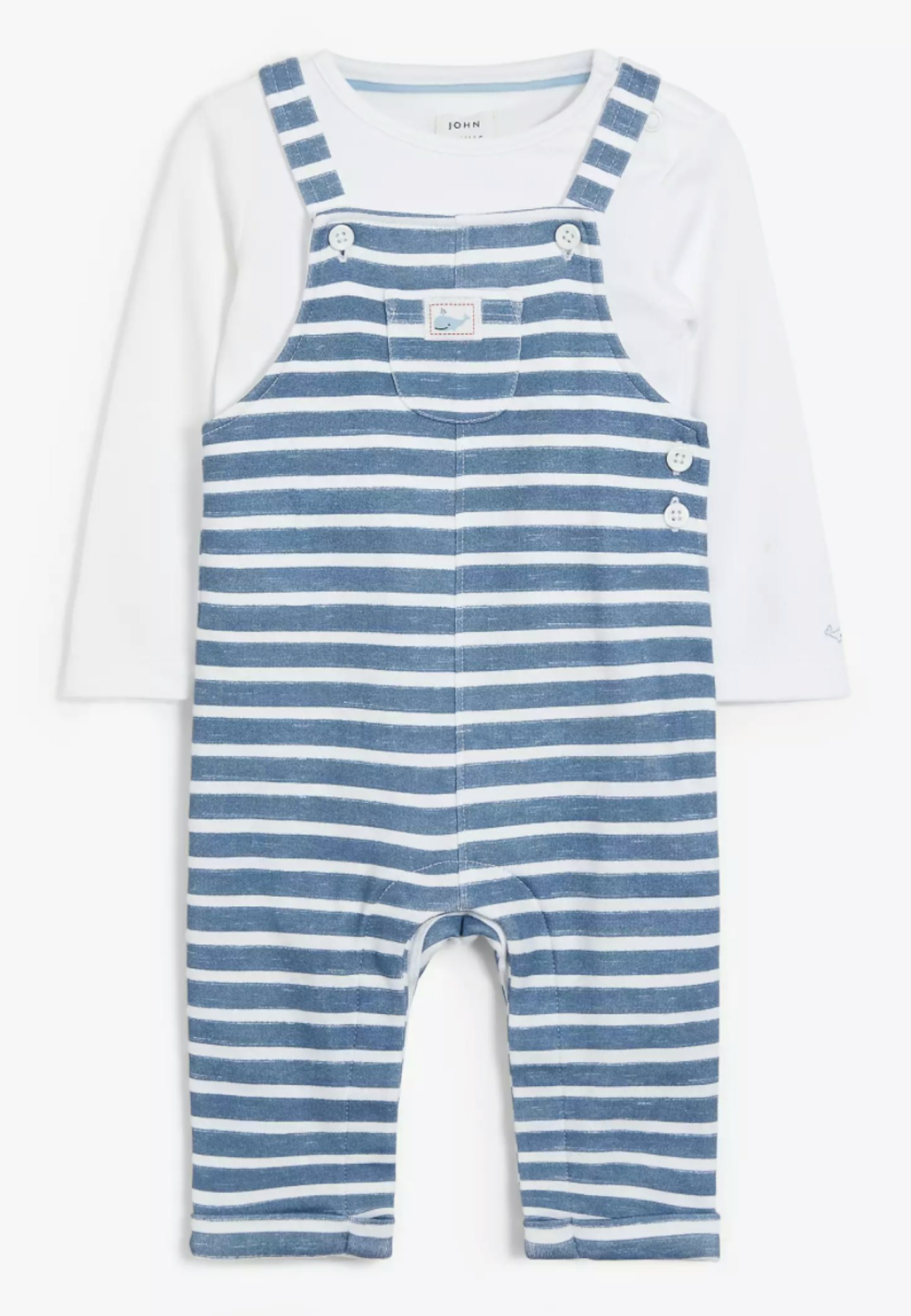 John Lewis u0026amp; Partners Organic Cotton Stripe Dungaree u0026amp; Top Set