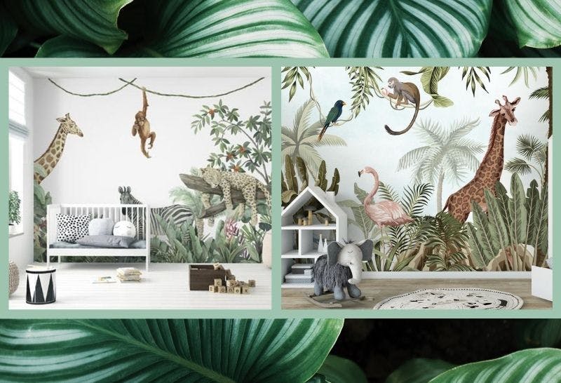 Unique Jungle Theme Design Pattern Wallpaper For Fully Waterproof &  Laminated | Self Adheshive | Wallpaper