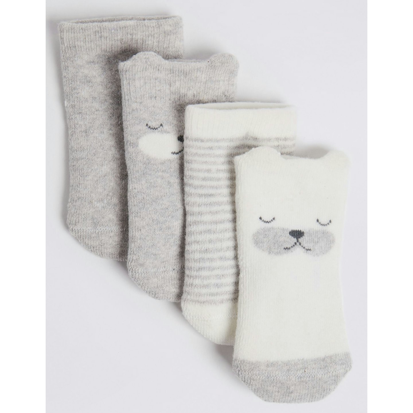 4 Pairs of Bear Terry Baby Socks