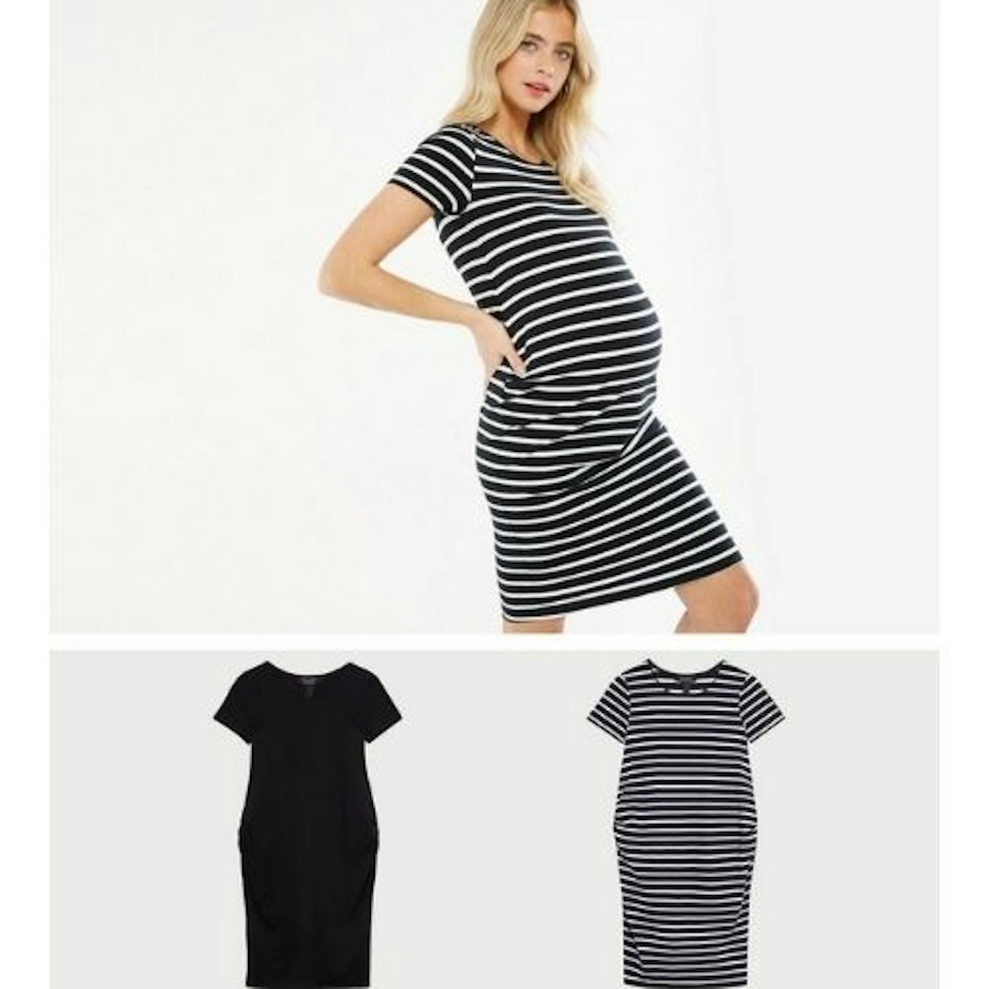 Maternity 2 Pack Black Stripe Jersey Dresses