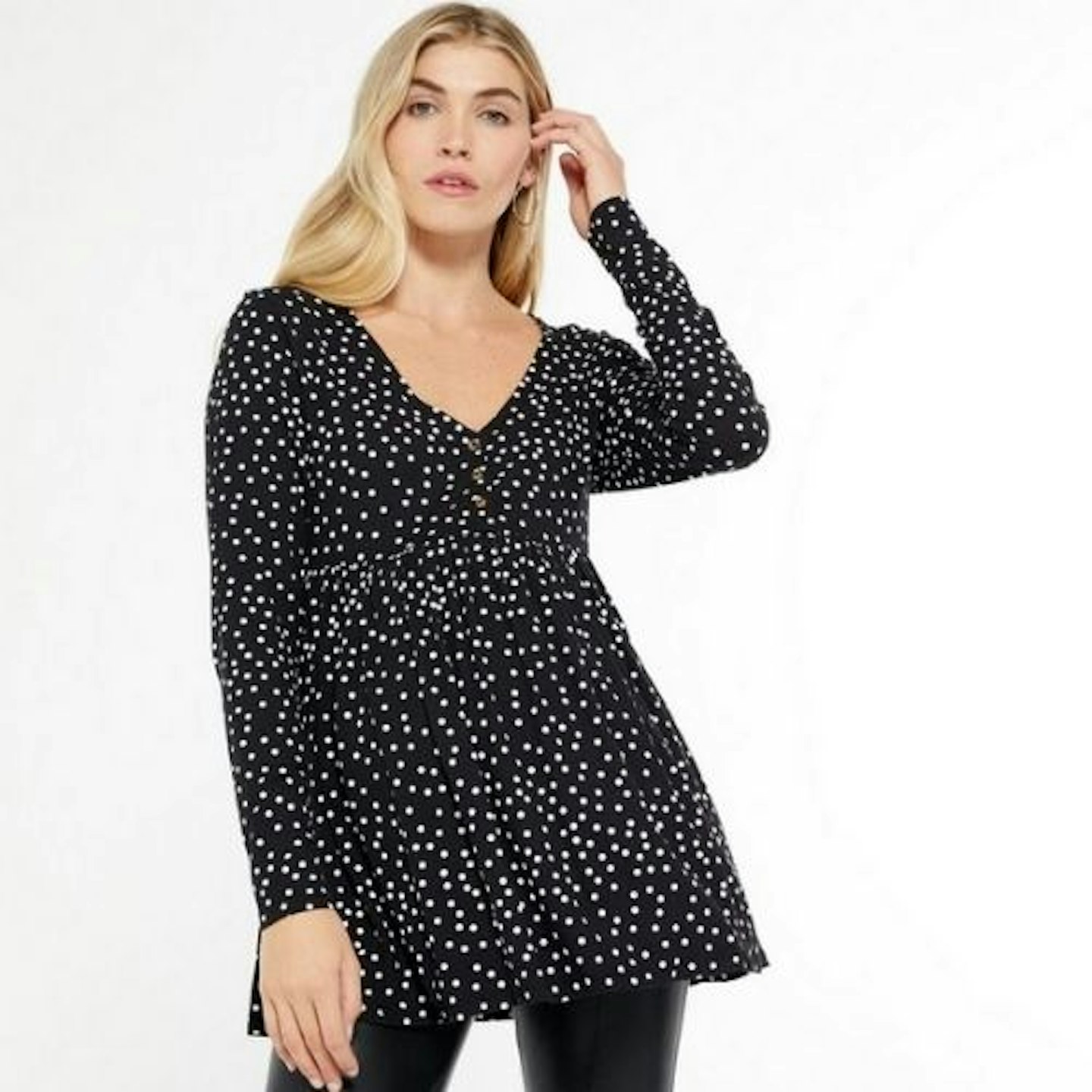 Maternity Black Spot Button Front Nursing Top