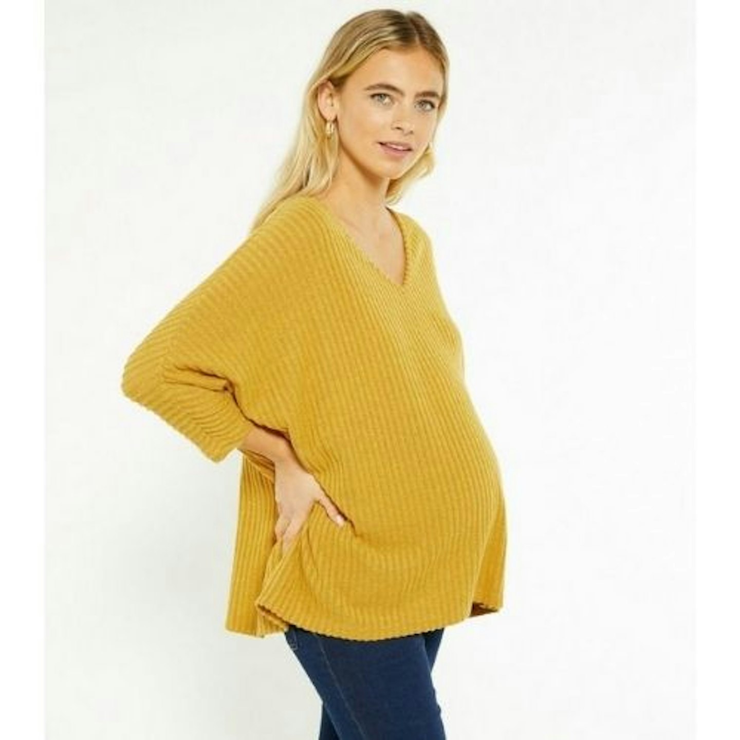 Maternity Mustard Brushed Fine Knit Jumper