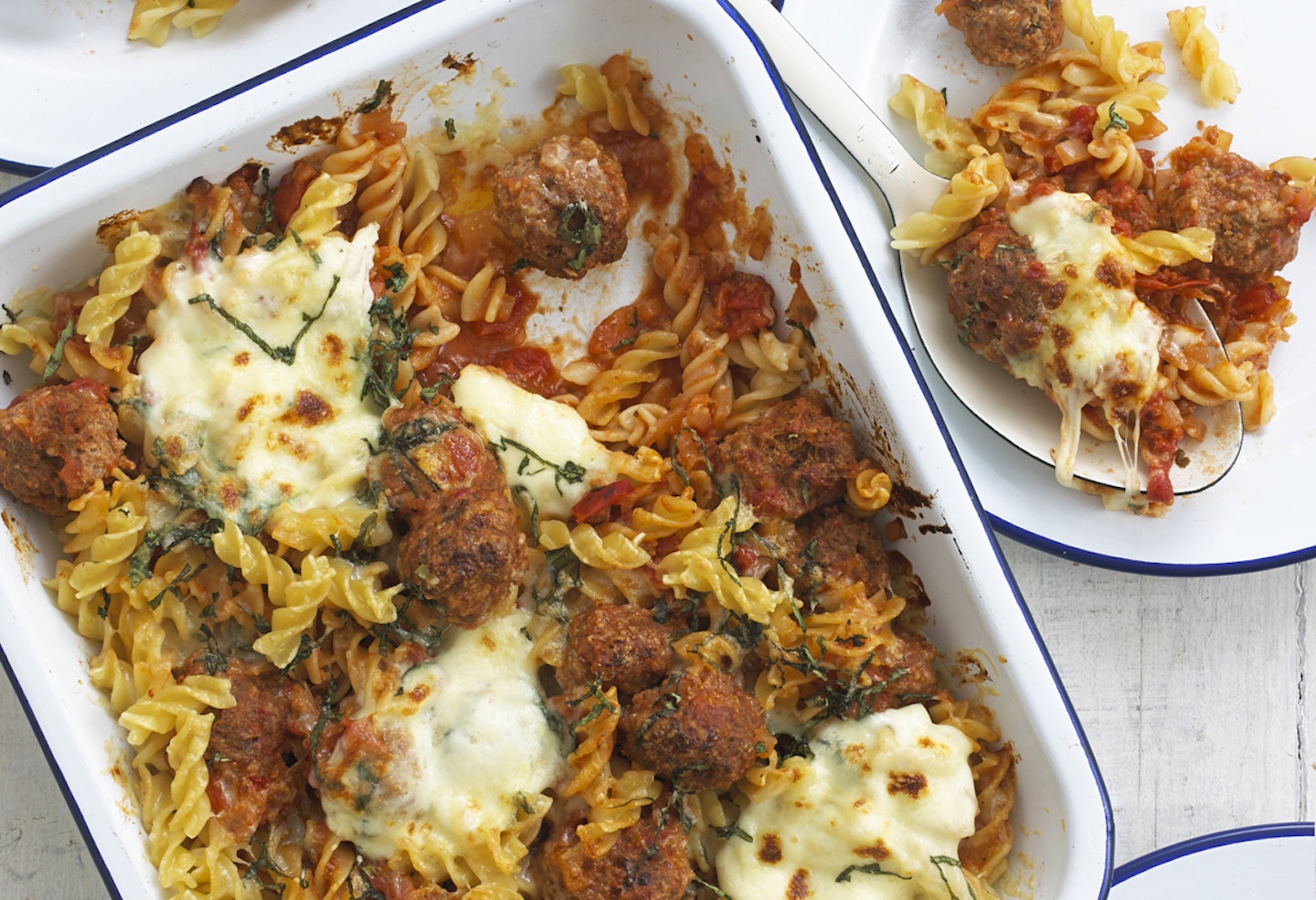 Mighty meatball pasta bake 