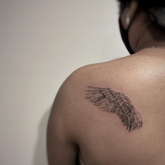 Angel Tattoos Black Wings On The Back Of A Woman Background, Picture Of Angel  Wing Tattoos, Angel Wings, Wing Background Image And Wallpaper for Free  Download