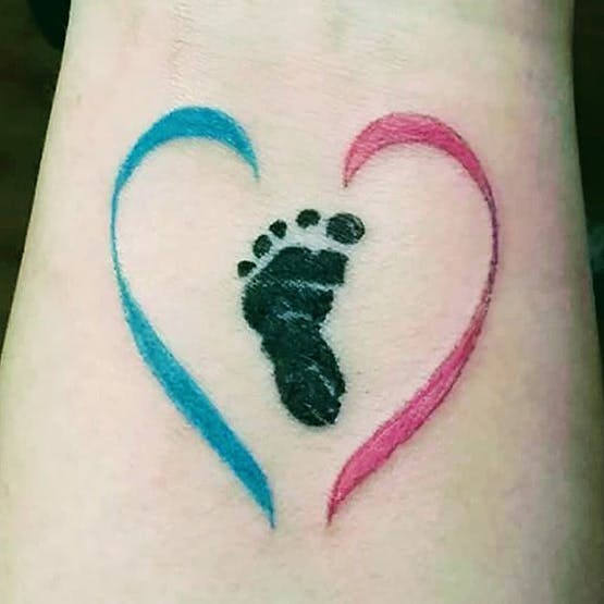Tell me about your tattoos! I got this tiny heart for our first baby a... |  TikTok