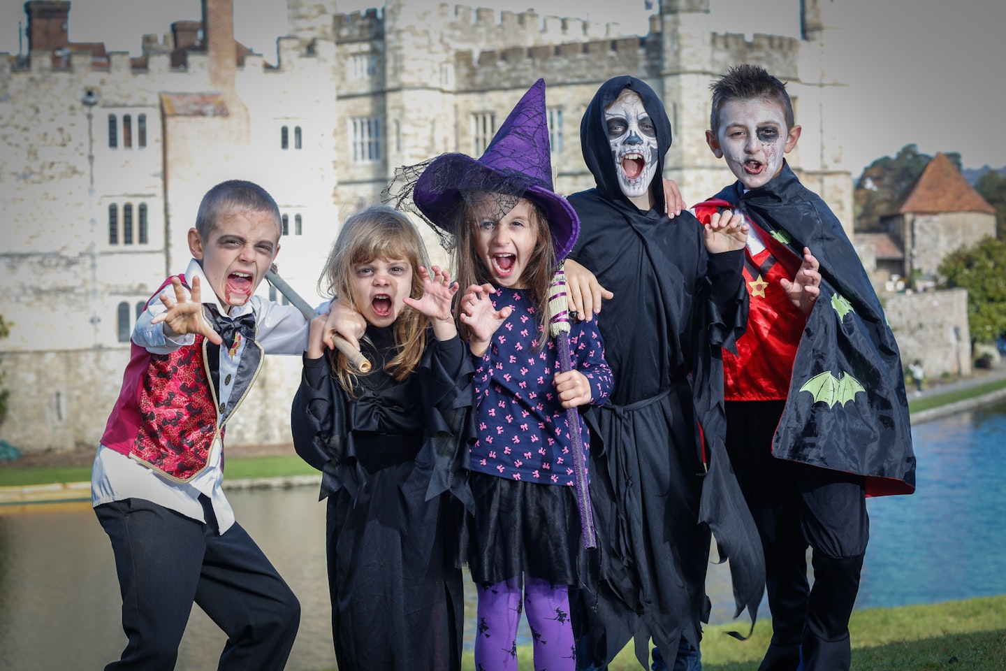 Kids dressed up for halloween