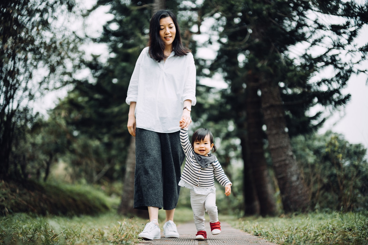 mum walking with baby