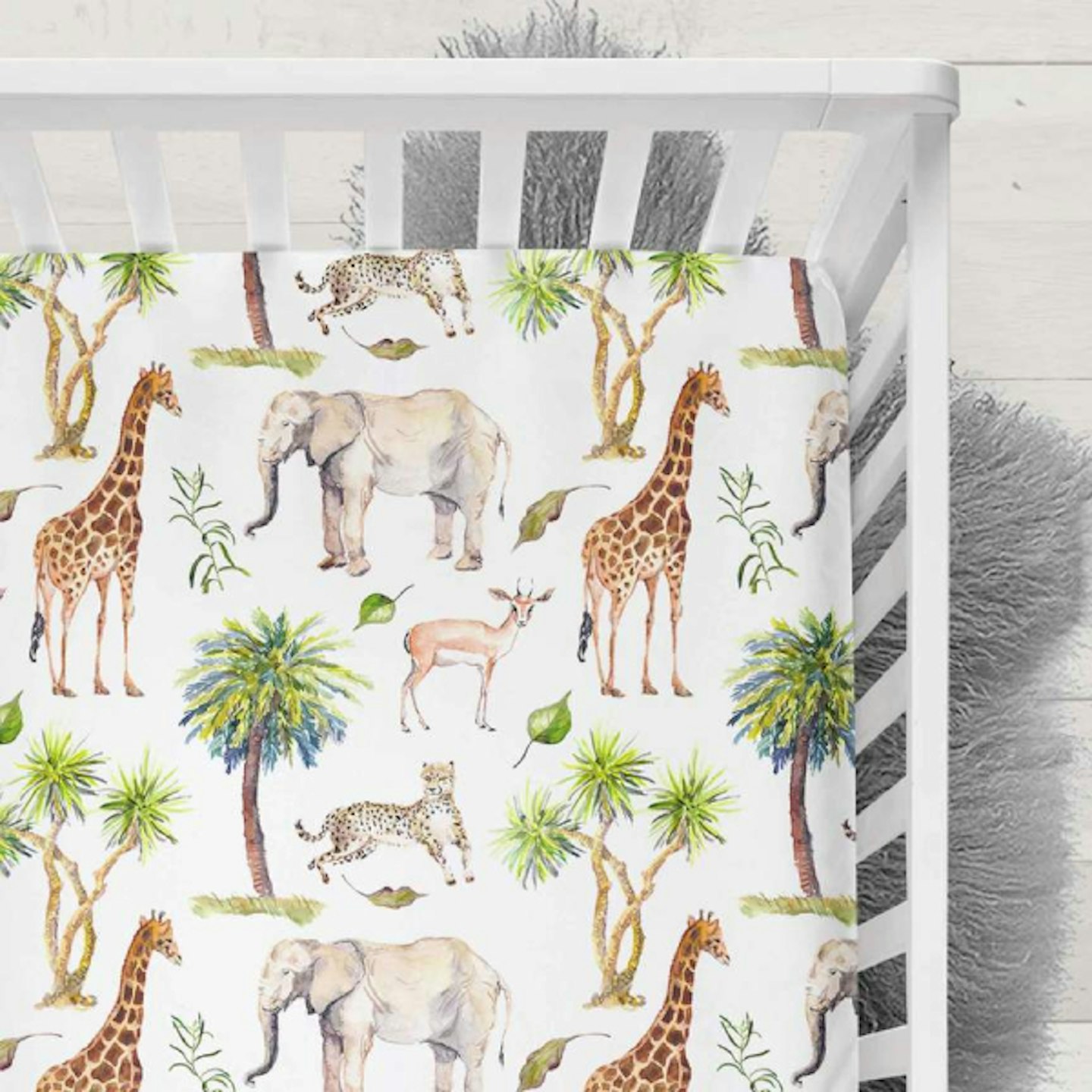 Muslin Fitted Cot Sheet Wild Safari