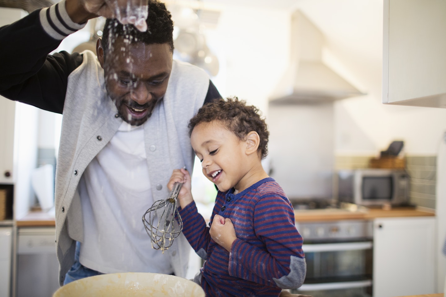 Dad and son baking 