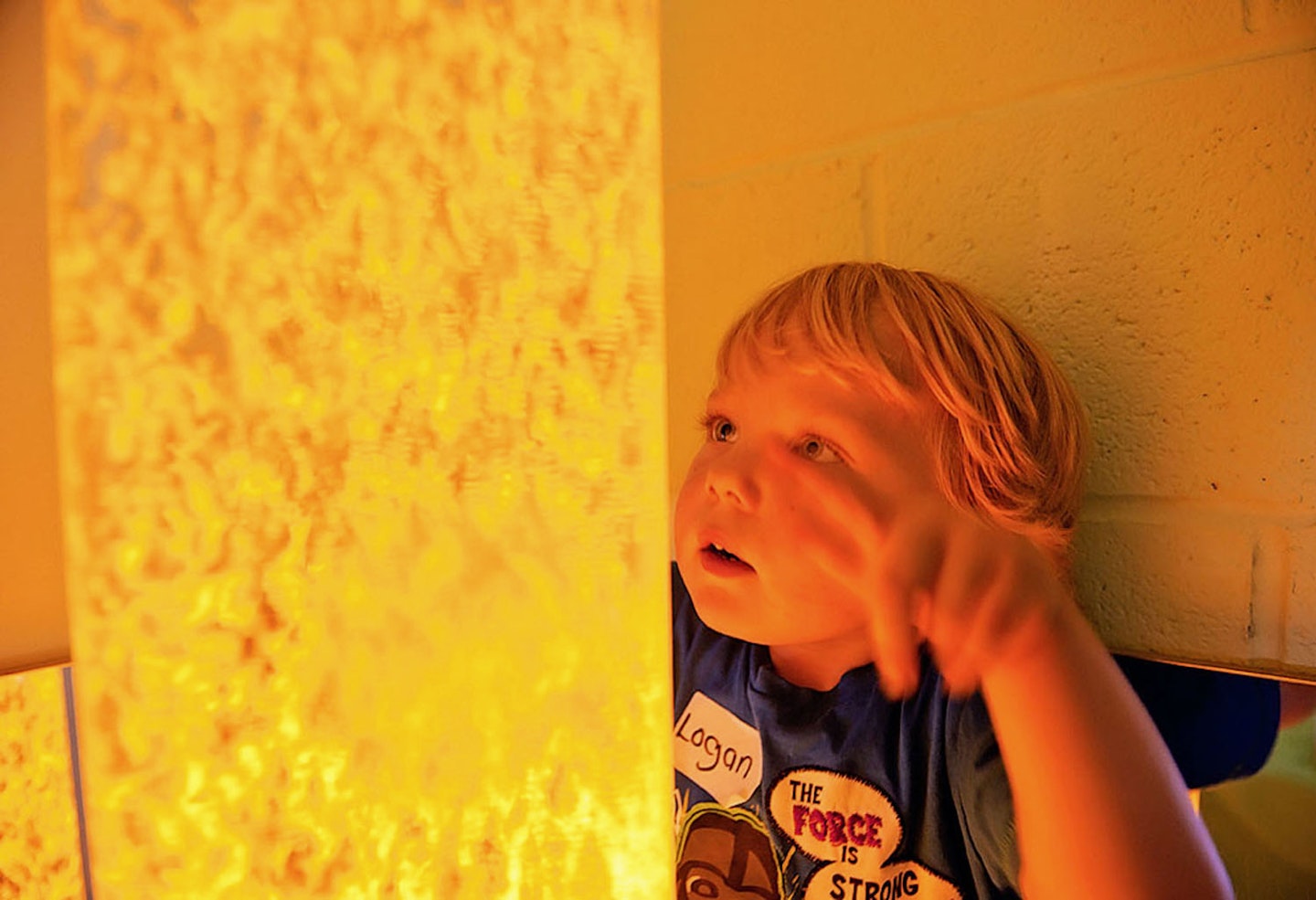 toddler looking at light