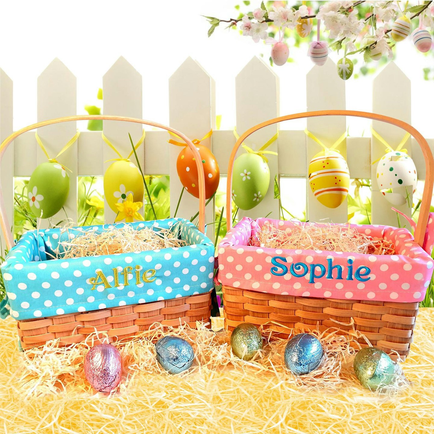 Personalised Embroidered Easter Gift Baskets