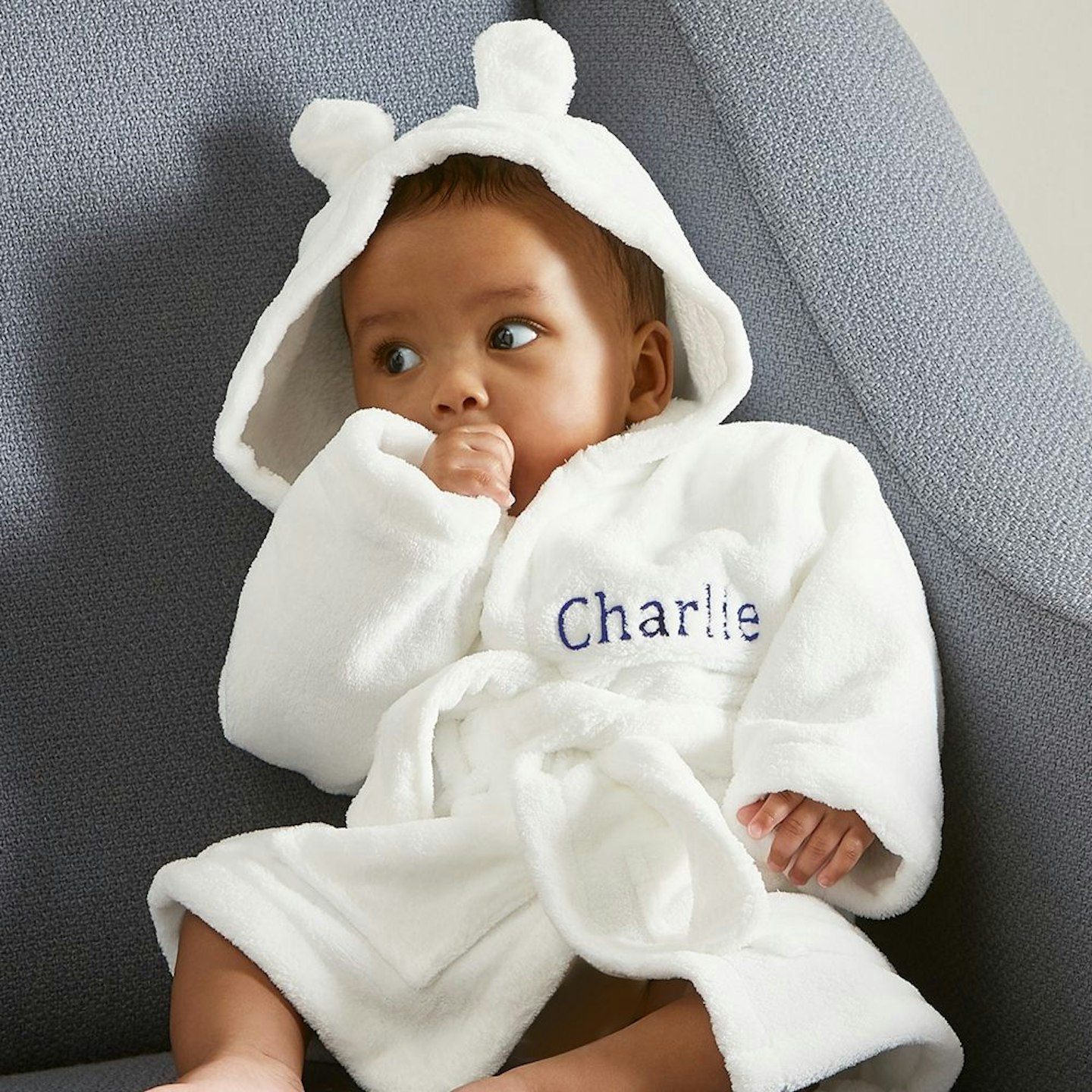 Personalised baby hooded dressing gown