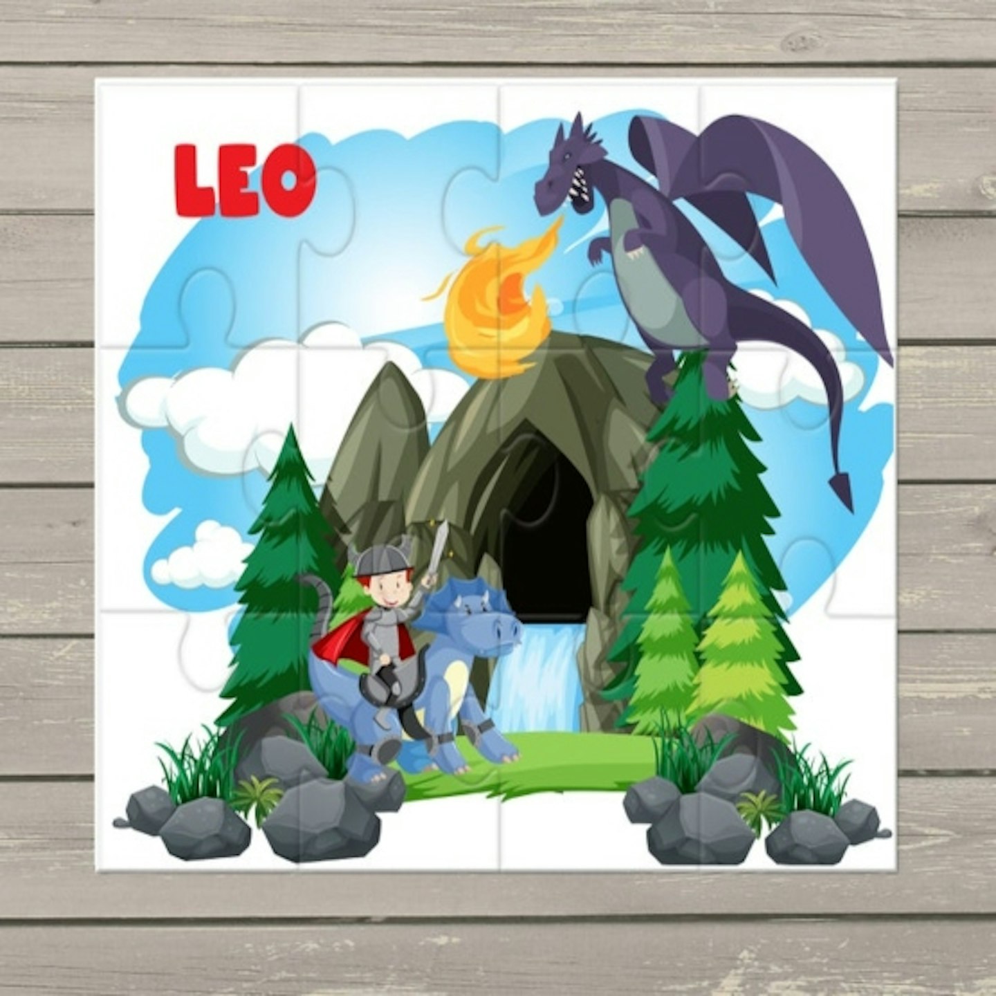 Personalised knight and dragon jigsaw puzzle