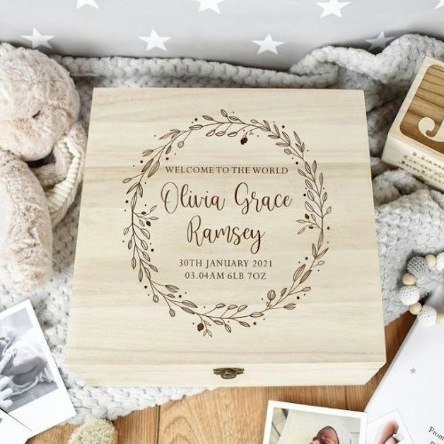 Personalised Wooden Baby Box