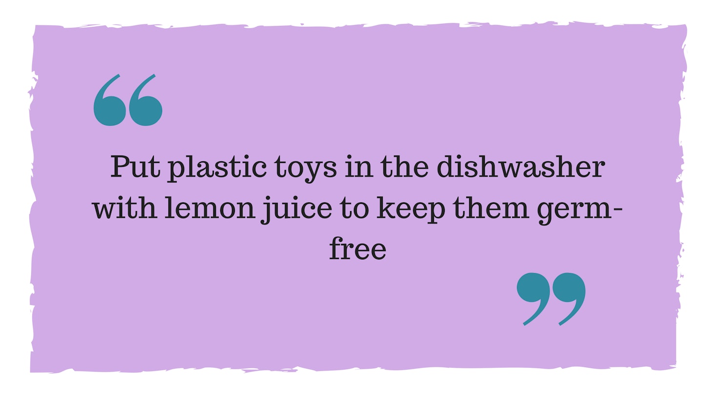 Put plastic toys in the dishwasher with lemon juice to keep them germ-free
