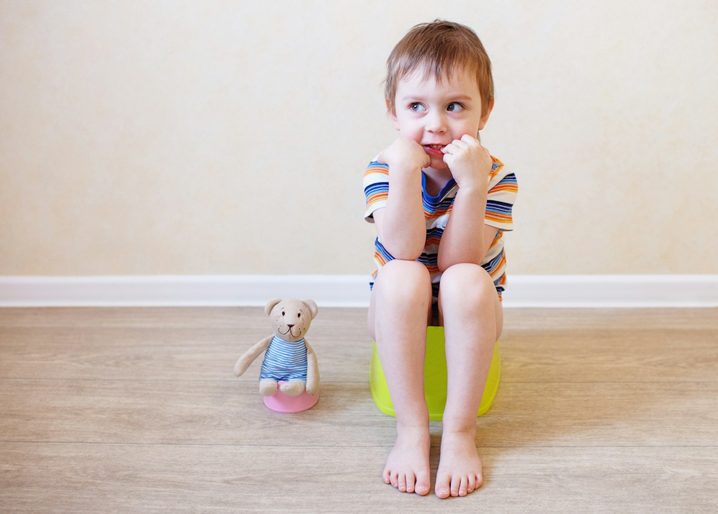 Toddler sitting on a potty