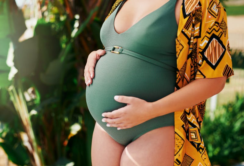 EastElegant Maternity Swimwear/Maternity Two Pieces Swimsuit/Stripes Pregnancy Tankini Set 