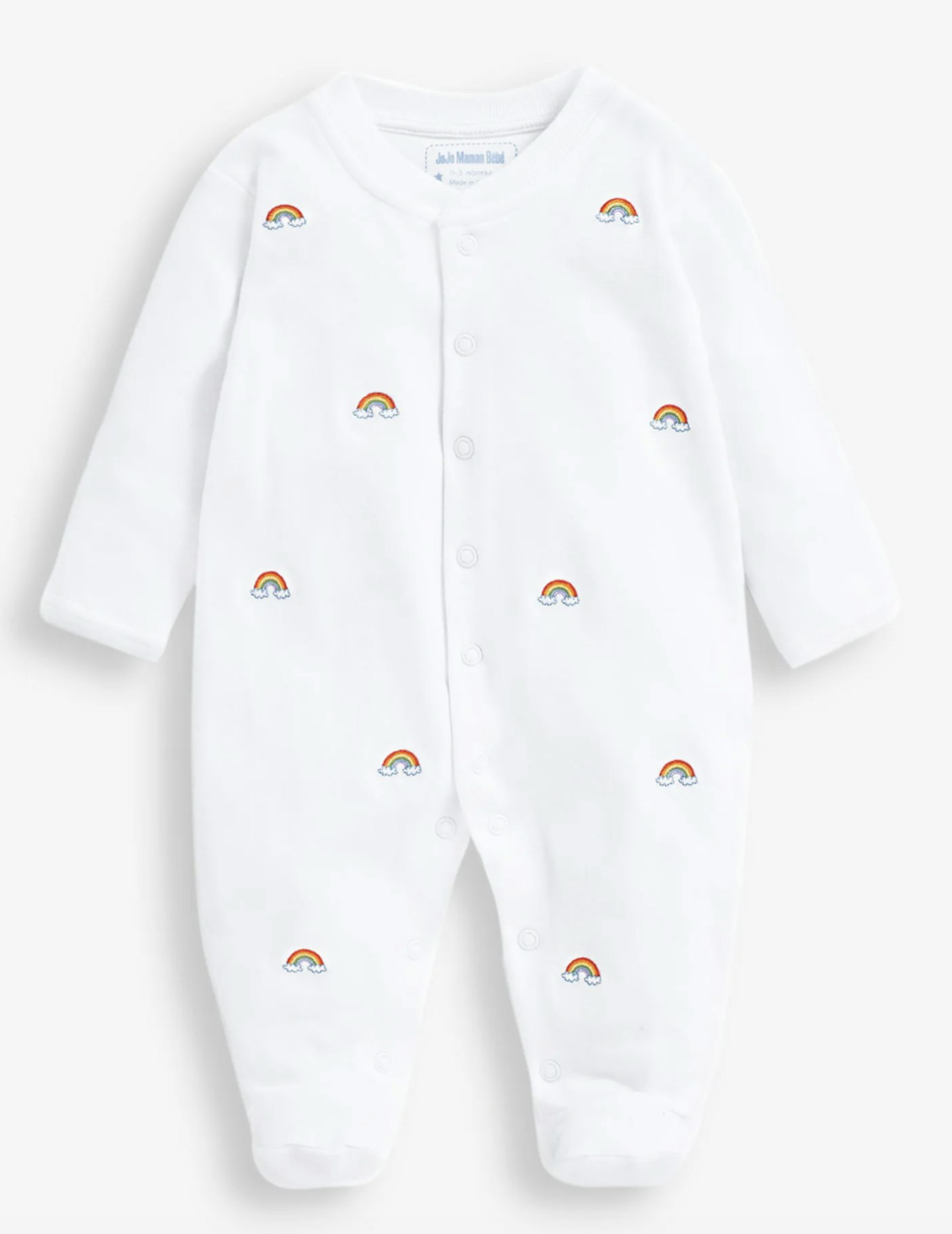 Rainbow Embroidered Baby Sleepsuit