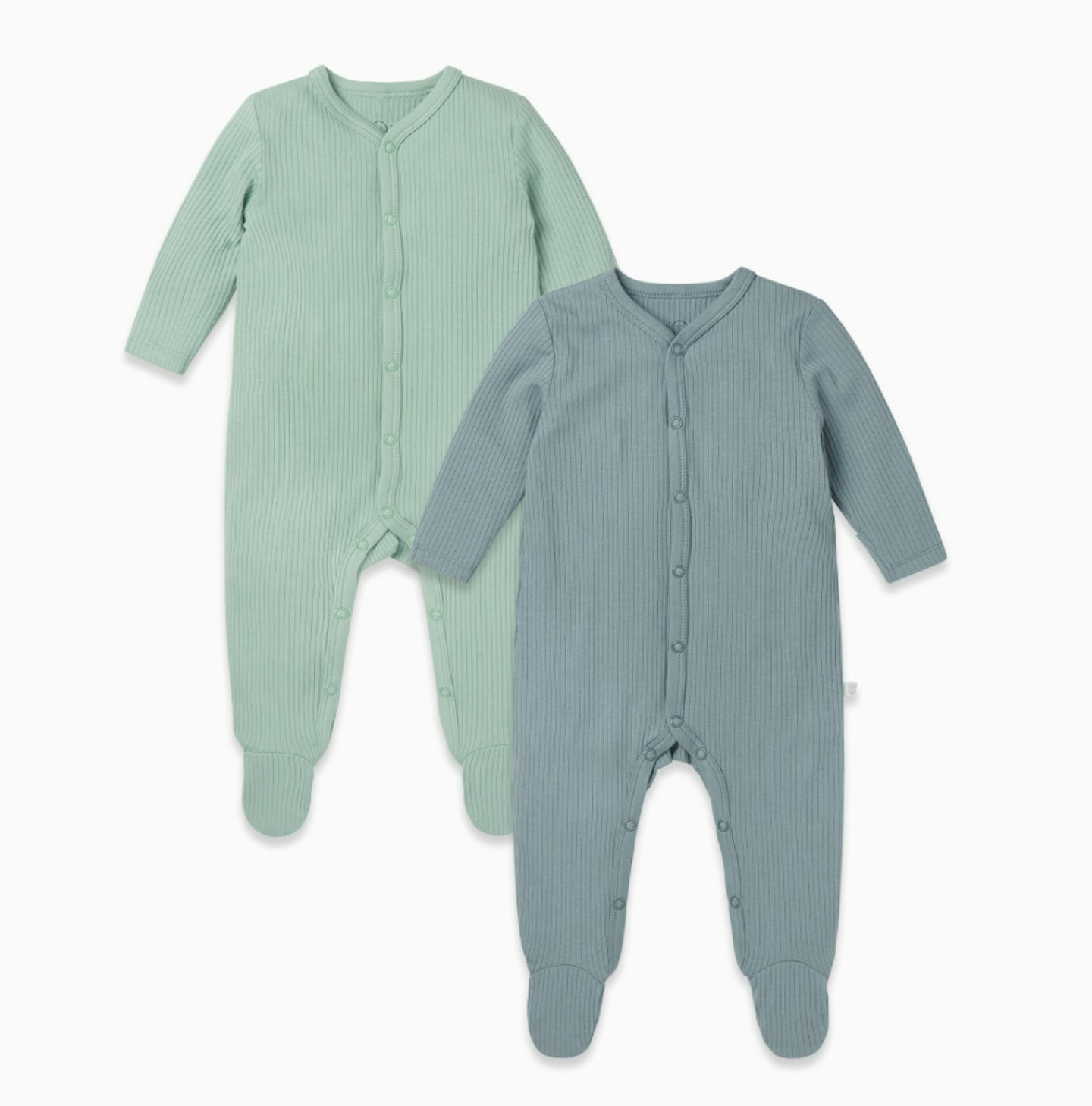 Ribbed Front Opening Sleepsuit 2 Pack