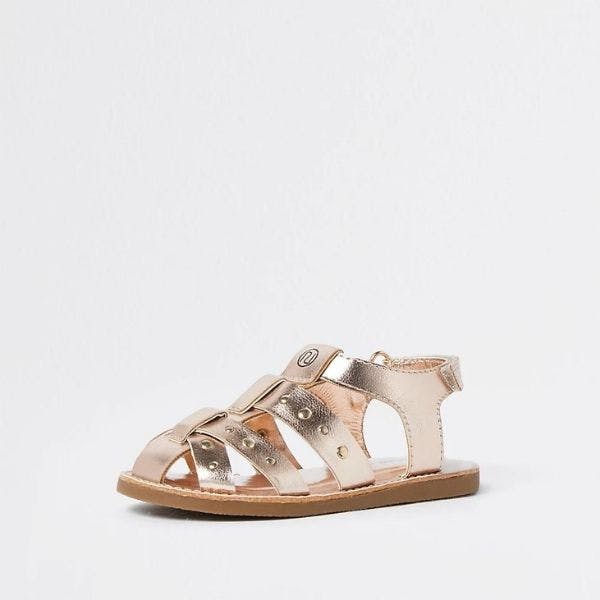 Girls Metallic Bow Decor Ankle Strap Sandals | SHEIN